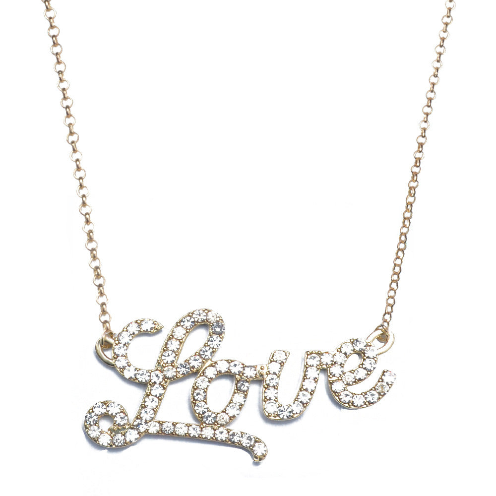 Letter Crystal Necklace Women Full Diamond Necklace Ideas