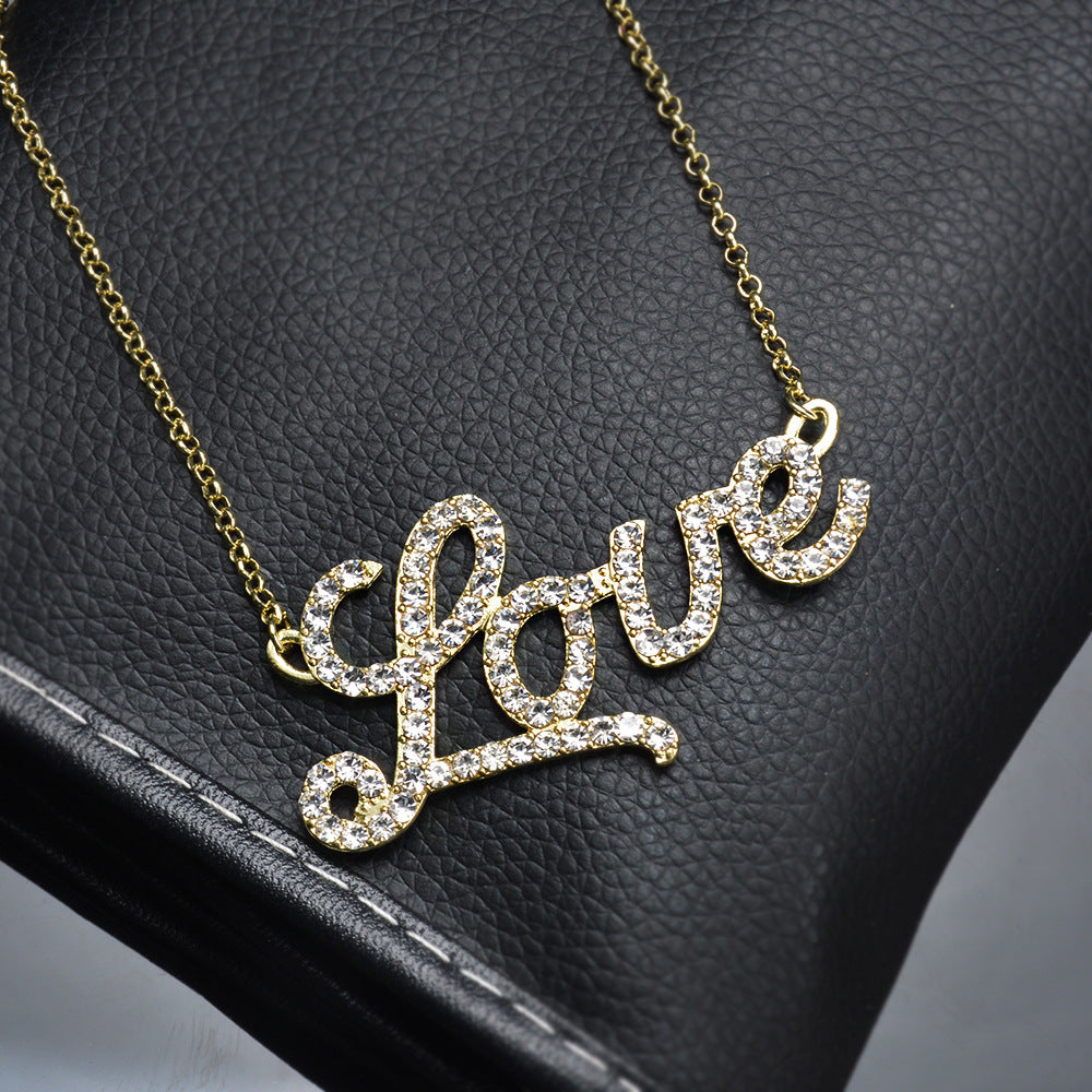 Letter Crystal Necklace Women Full Diamond Necklace Ideas