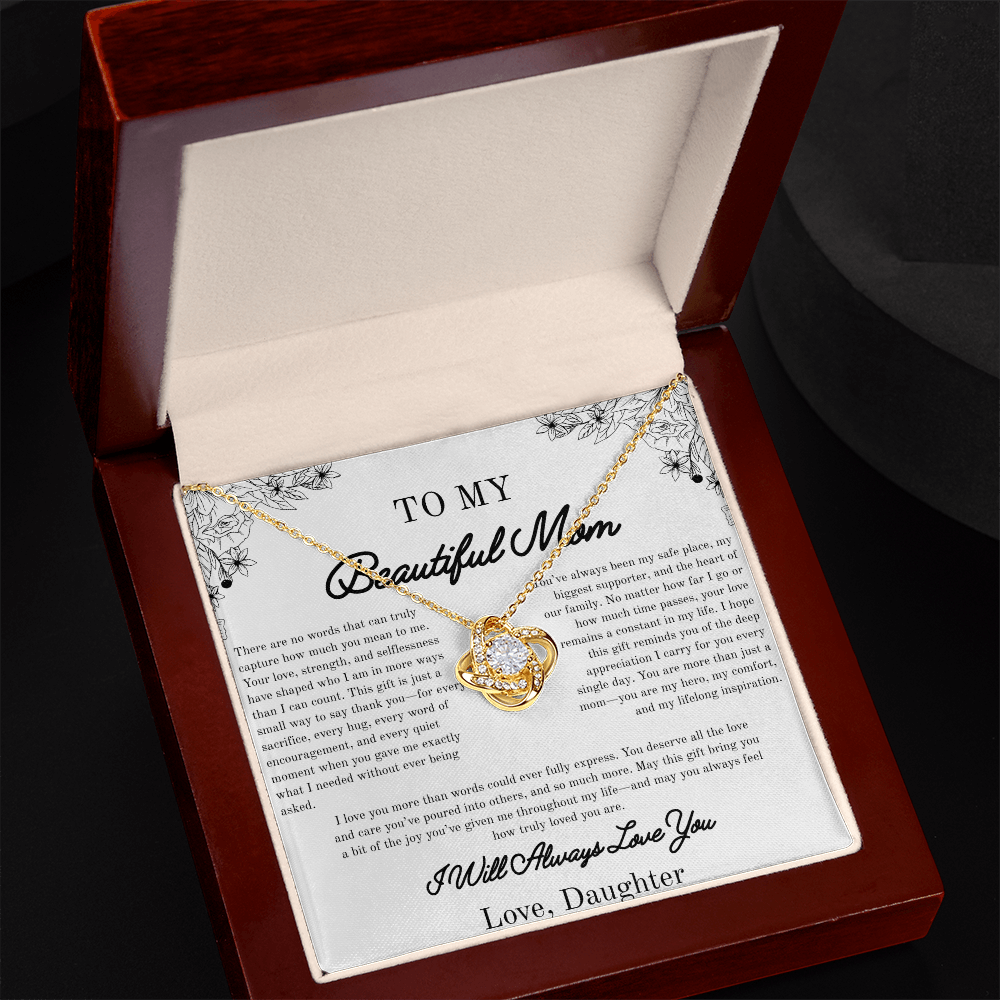 To my beautiful Mom, Gifts for Her, Beautiful Necklace, From Daughter, White/Yellow Gold Variants