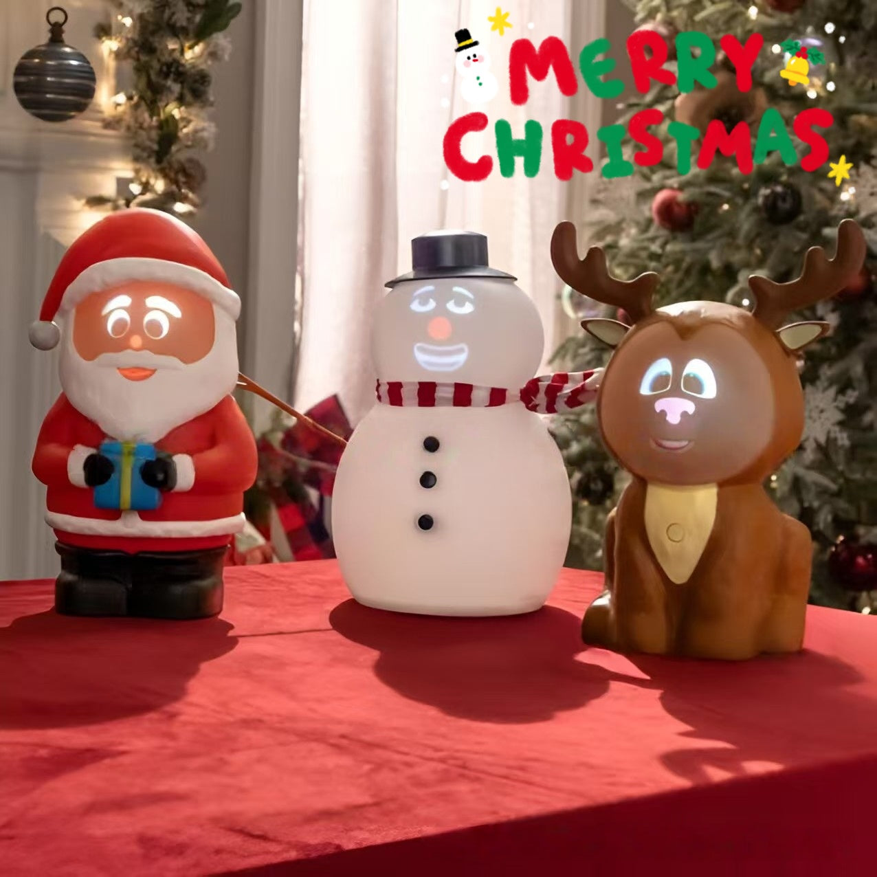 Talking Animated Blink Snowman With Light Up Eyes And Playful Voice For Holiday Home Table Centerpiece Gift Christmas Decorations