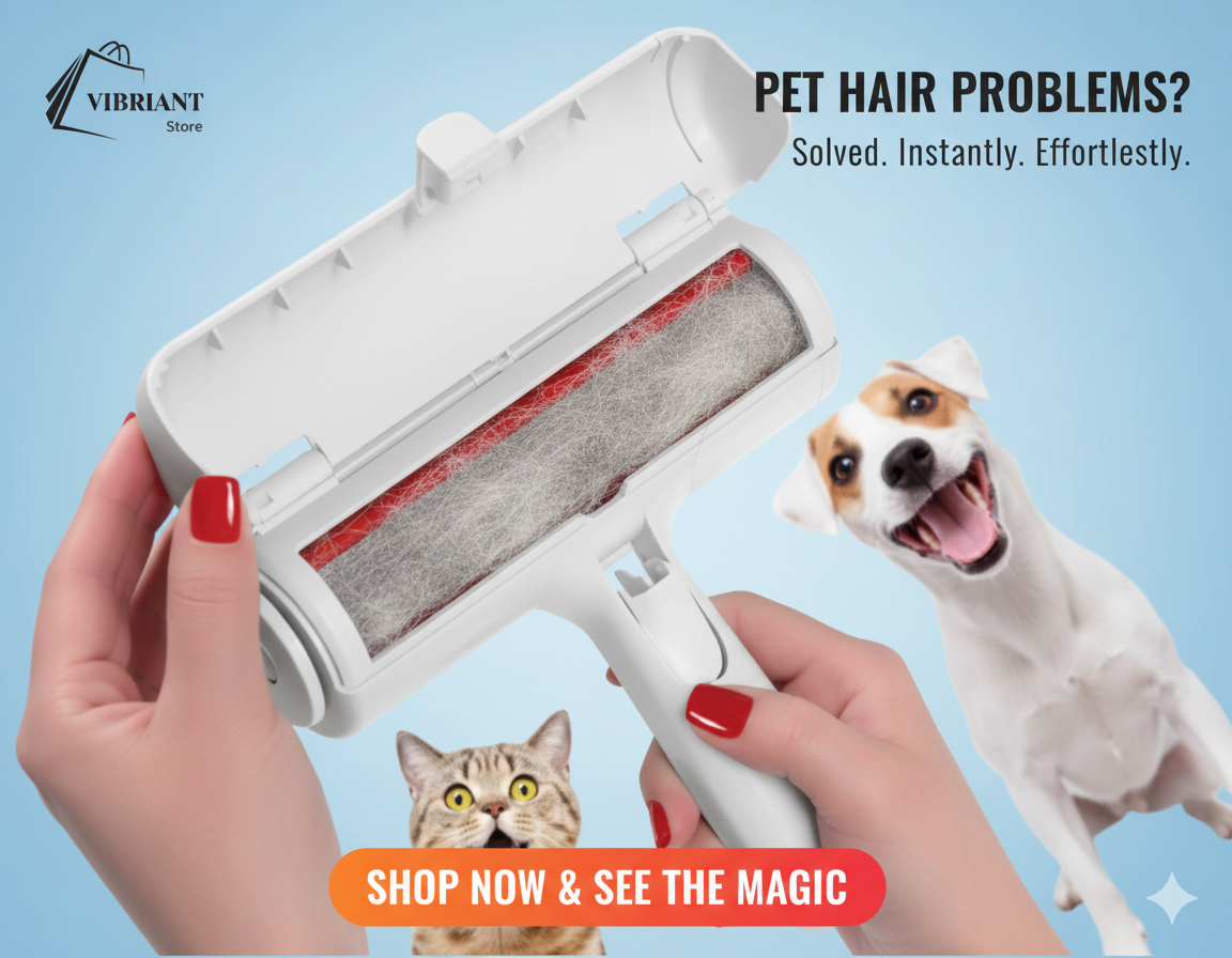 🐾 Reusable Pet Hair Remover Roller – Self-Cleaning Dog & Cat Hair Remover for Clothes, Furniture, Carpets & Car Seats | Lint Roller for Pet Hair & Fur Removal
