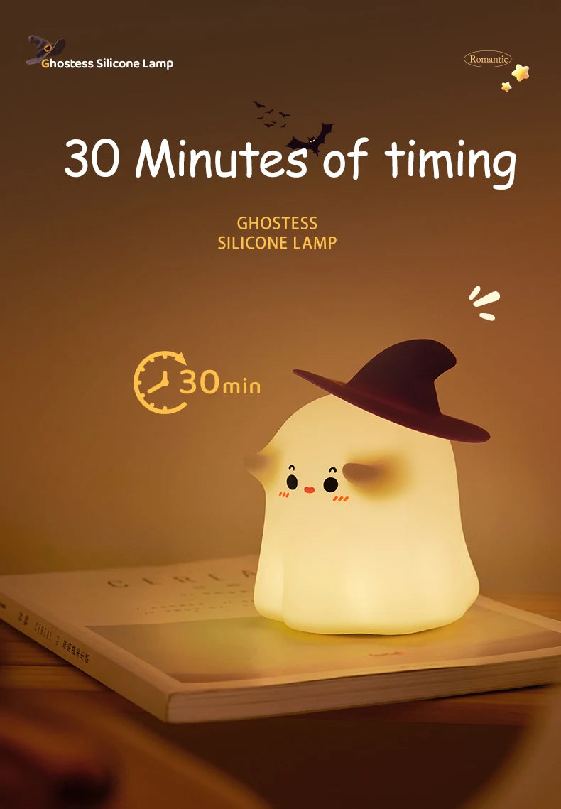 Halloween Led Night Light Silicone Table Lamp Mushroom Pumpkin Ghost Cute Cartoon Kid Birthday Gifts Nursery Bedroom Nightlight