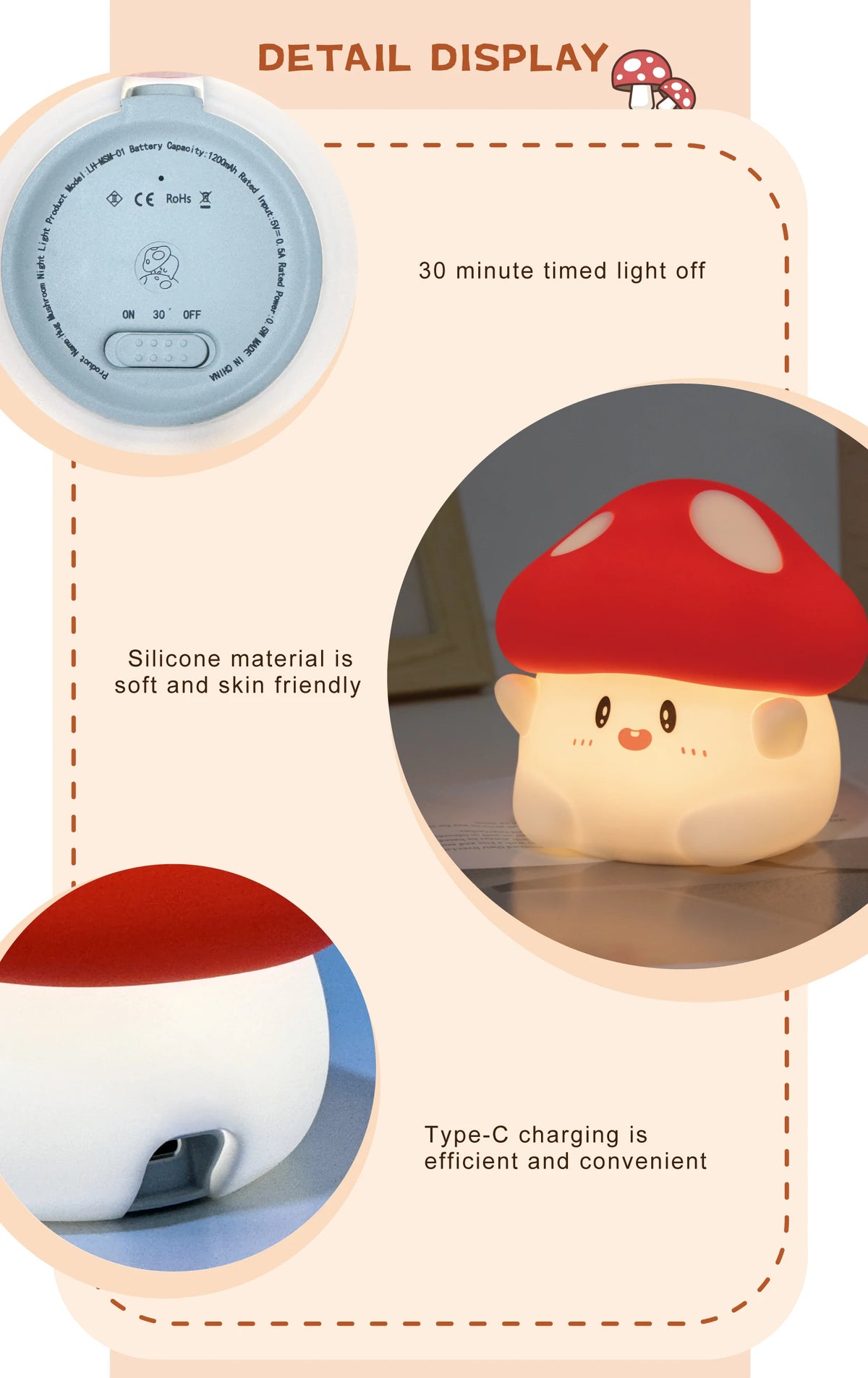 Halloween Led Night Light Silicone Table Lamp Mushroom Pumpkin Ghost Cute Cartoon Kid Birthday Gifts Nursery Bedroom Nightlight