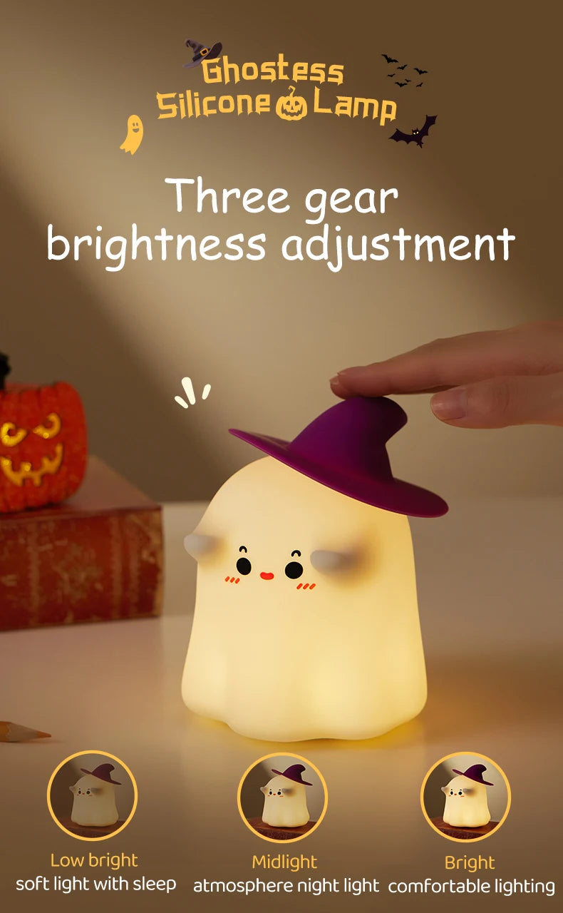 Halloween Led Night Light Silicone Table Lamp Mushroom Pumpkin Ghost Cute Cartoon Kid Birthday Gifts Nursery Bedroom Nightlight