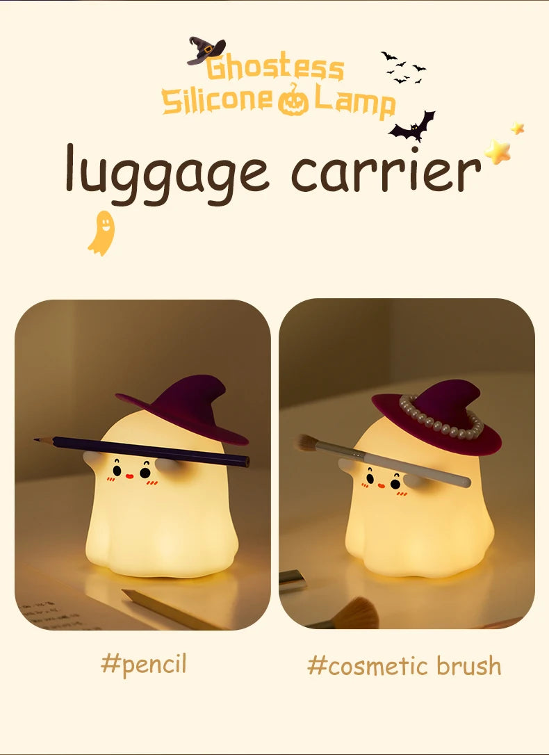 Halloween Led Night Light Silicone Table Lamp Mushroom Pumpkin Ghost Cute Cartoon Kid Birthday Gifts Nursery Bedroom Nightlight