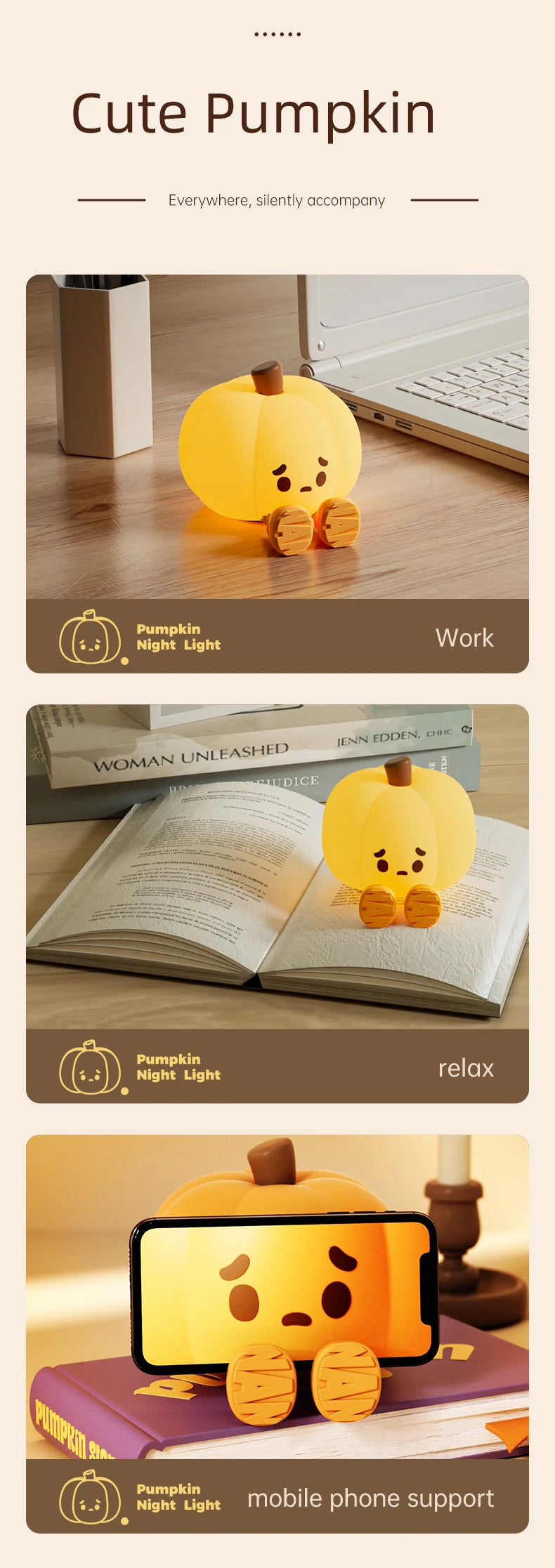 Halloween Led Night Light Silicone Table Lamp Mushroom Pumpkin Ghost Cute Cartoon Kid Birthday Gifts Nursery Bedroom Nightlight