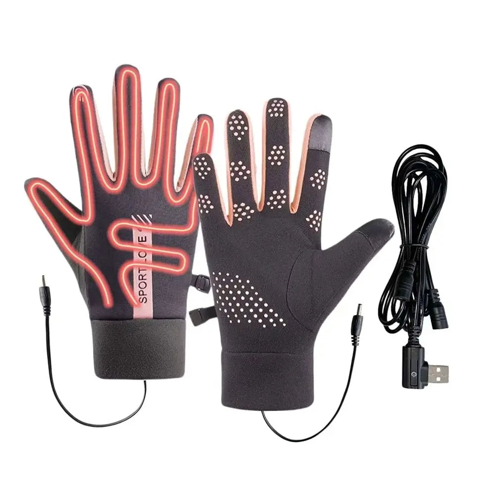 Creative Winter USB Heated Gloves Waterproof Non-Slip Rechargeable Gloves Adjustable Warm Touchscreen Gloves