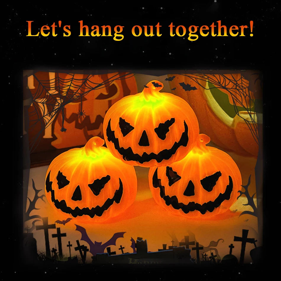 Pumpkin Lantern Candle Light Halloween Skull Ghost Face Lamp Kids Gift For Bedroom Garden Party Decoration Atmosphere Light