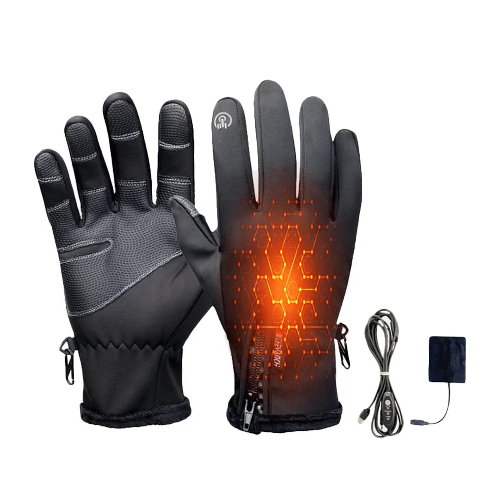 Creative Winter USB Heated Gloves Adjustable Waterproof Rechargeable Gloves Non-Slip Warm Hand Warming Gloves