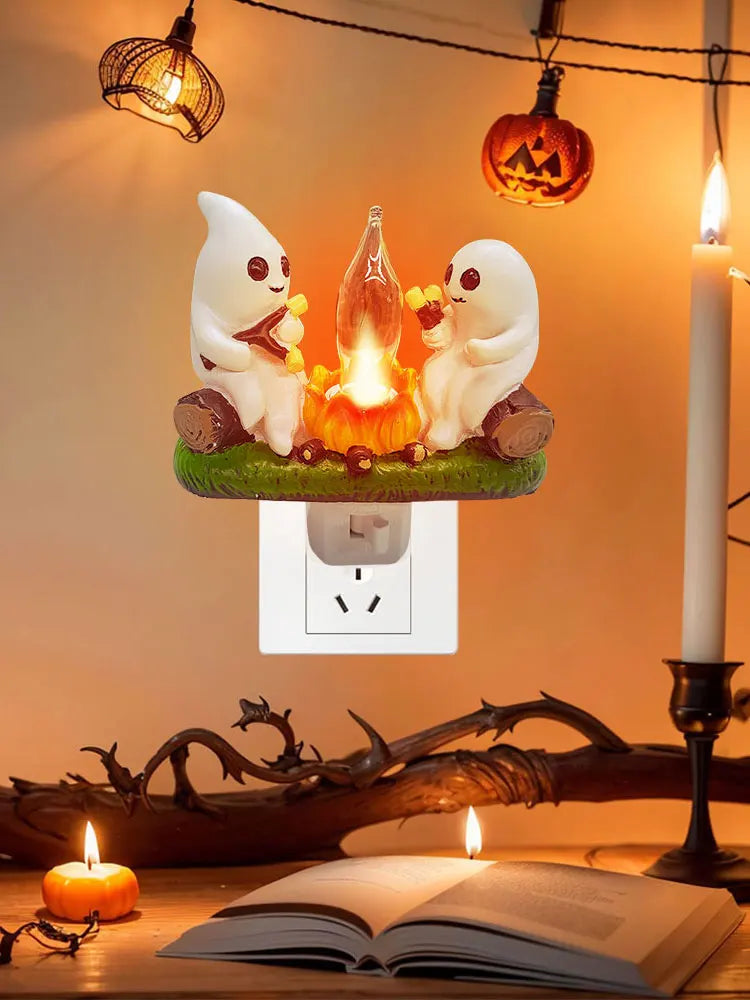 Ghost Campfire Flickering Nightlight Ghost Campfire Flickering Plug in Night Light Halloween Ghost Night Light Halloween Gifts
