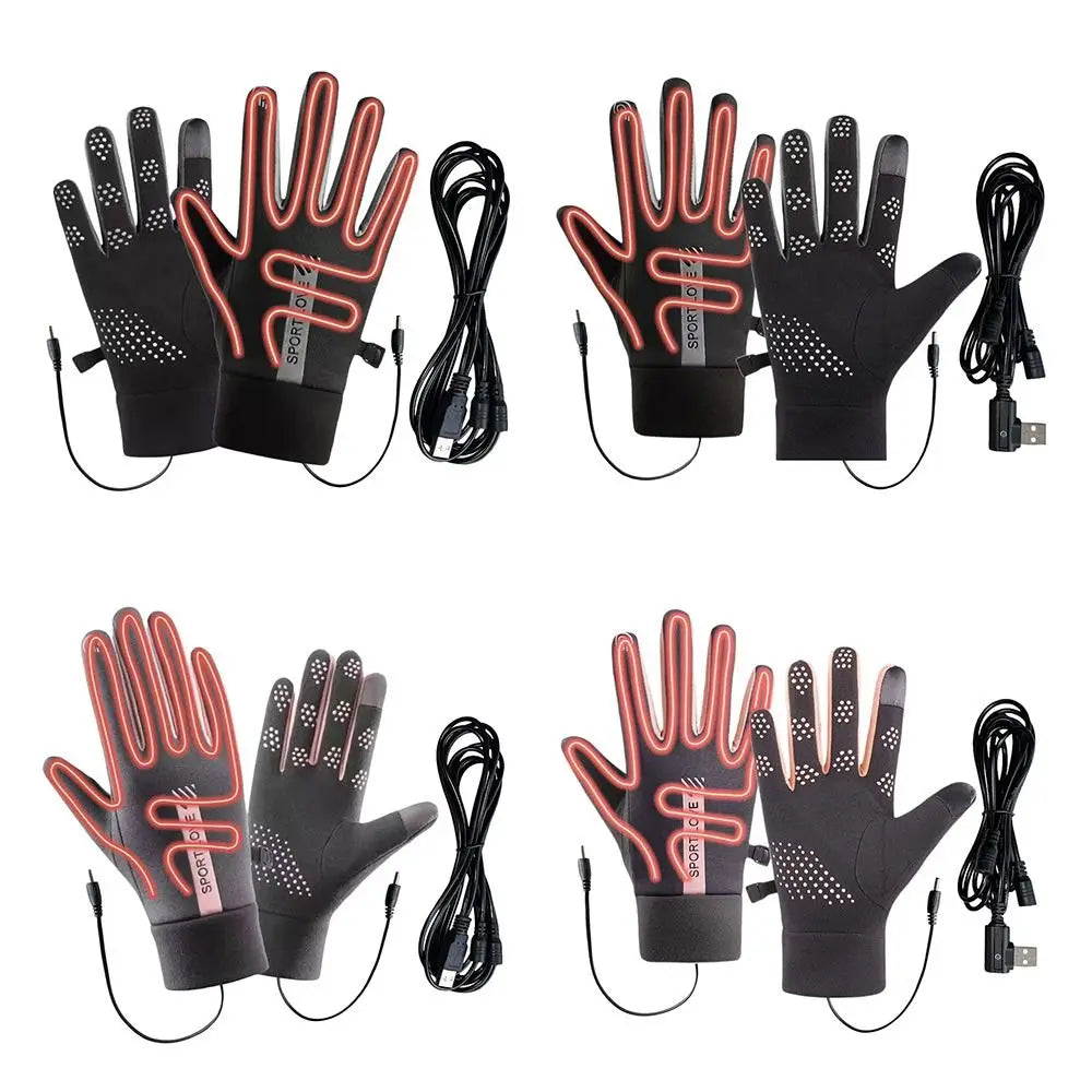 Creative Winter USB Heated Gloves Waterproof Non-Slip Rechargeable Gloves Adjustable Warm Touchscreen Gloves