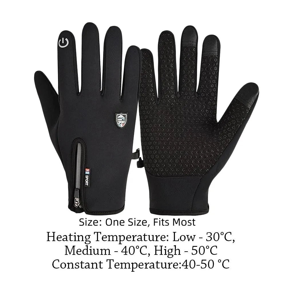 Creative Winter USB Heated Gloves Adjustable Waterproof Rechargeable Gloves Non-Slip Warm Hand Warming Gloves