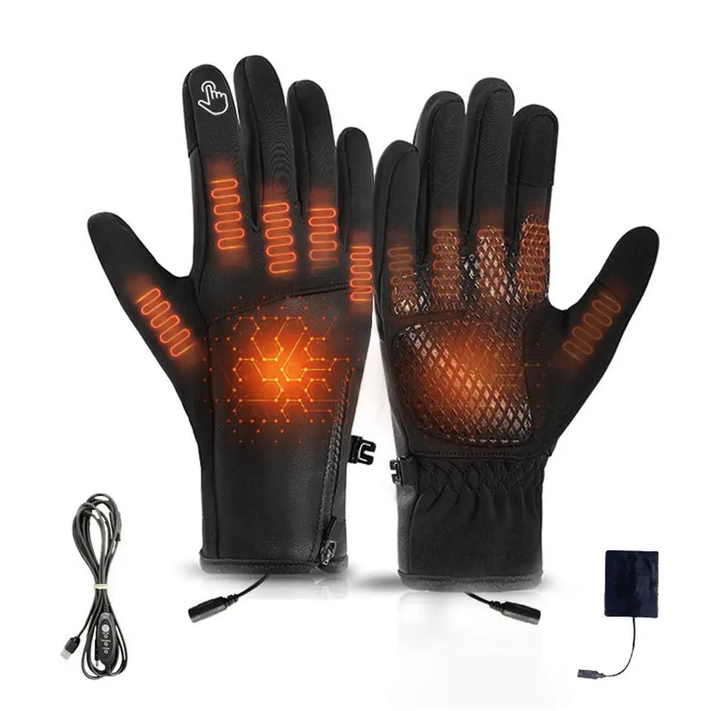 Creative Winter USB Heated Gloves Adjustable Waterproof Rechargeable Gloves Non-Slip Warm Hand Warming Gloves