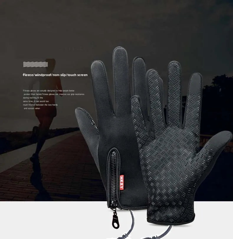 Polyester USB Heated Gloves Waterproof Reusable Rechargeable Gloves Non-Slip Adjustable Touchscreen Gloves& Mittens for Winter
