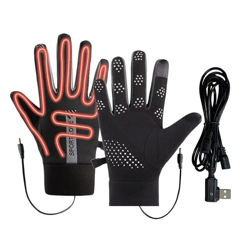 Creative Winter USB Heated Gloves Waterproof Non-Slip Rechargeable Gloves Adjustable Warm Touchscreen Gloves