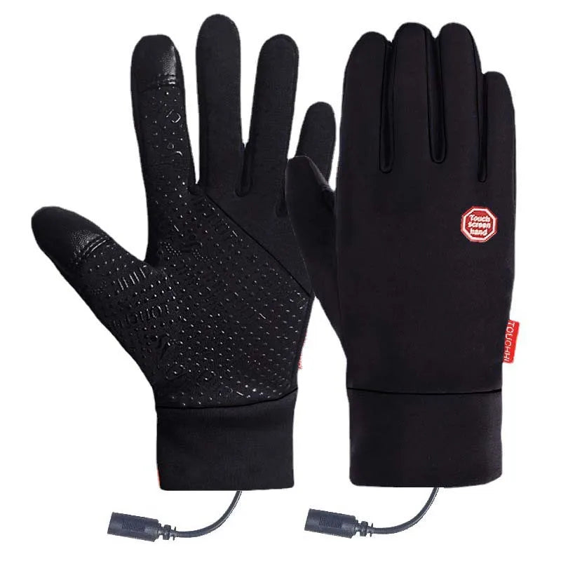 Polyester USB Heated Gloves Waterproof Reusable Rechargeable Gloves Non-Slip Adjustable Touchscreen Gloves& Mittens for Winter