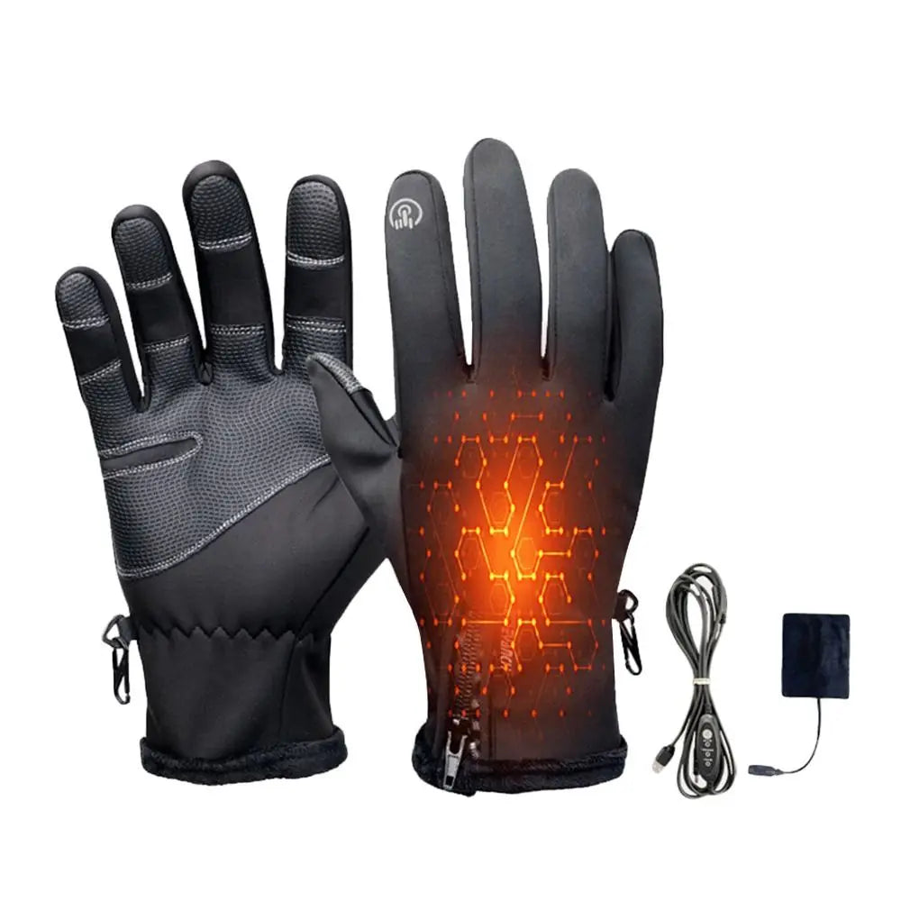 Creative Winter USB Heated Gloves Adjustable Waterproof Rechargeable Gloves Non-Slip Warm Hand Warming Gloves