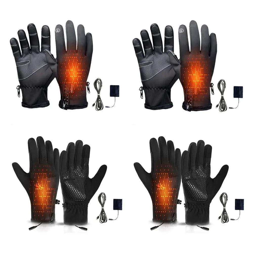 Creative Winter USB Heated Gloves Adjustable Waterproof Rechargeable Gloves Non-Slip Warm Hand Warming Gloves