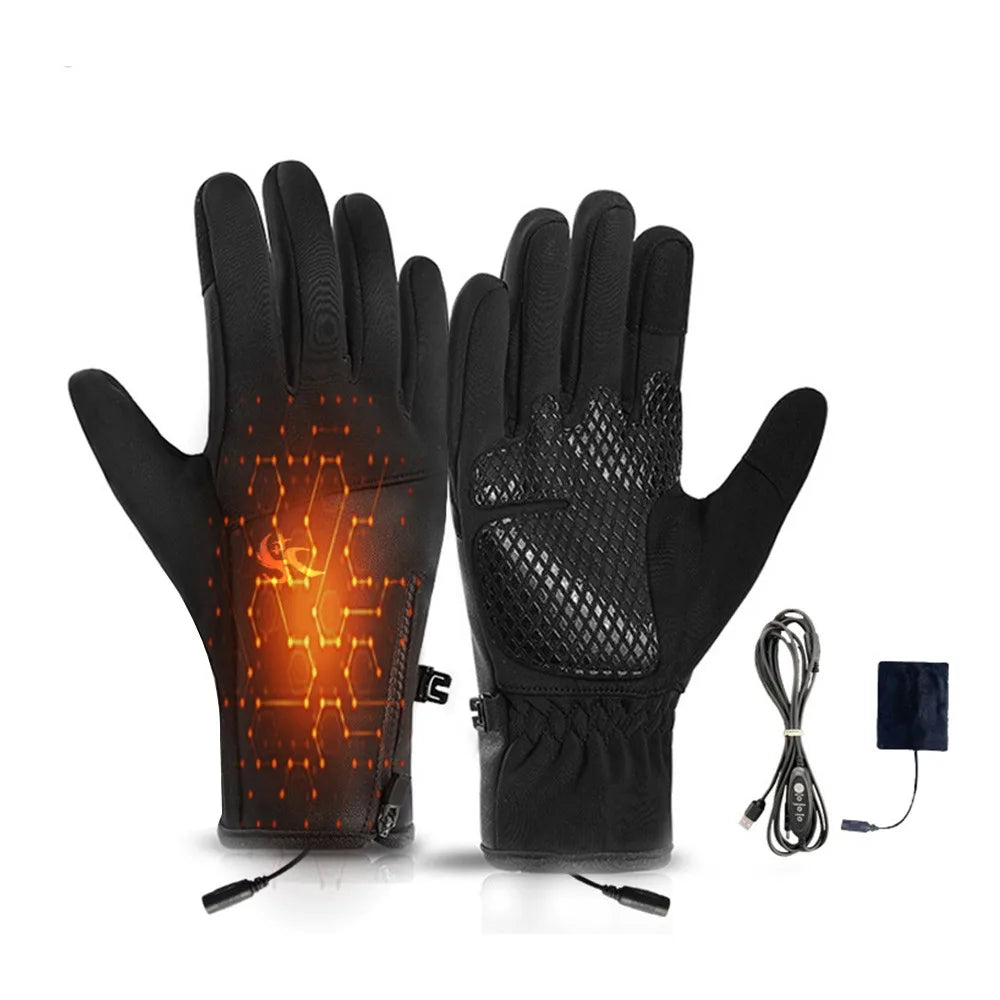 Creative Winter USB Heated Gloves Adjustable Waterproof Rechargeable Gloves Non-Slip Warm Hand Warming Gloves