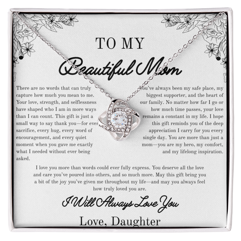 To my beautiful Mom, Gifts for Her, Beautiful Necklace, From Daughter, White/Yellow Gold Variants