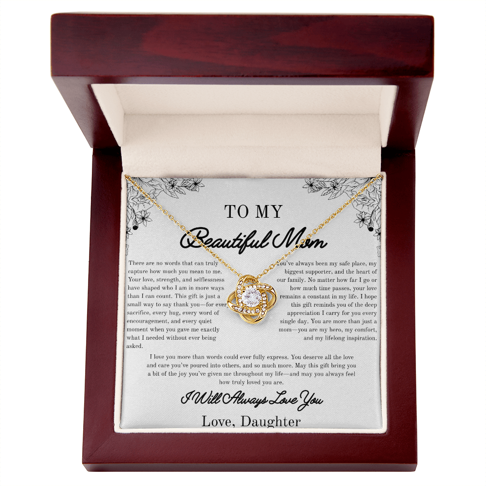 To my beautiful Mom, Gifts for Her, Beautiful Necklace, From Daughter, White/Yellow Gold Variants