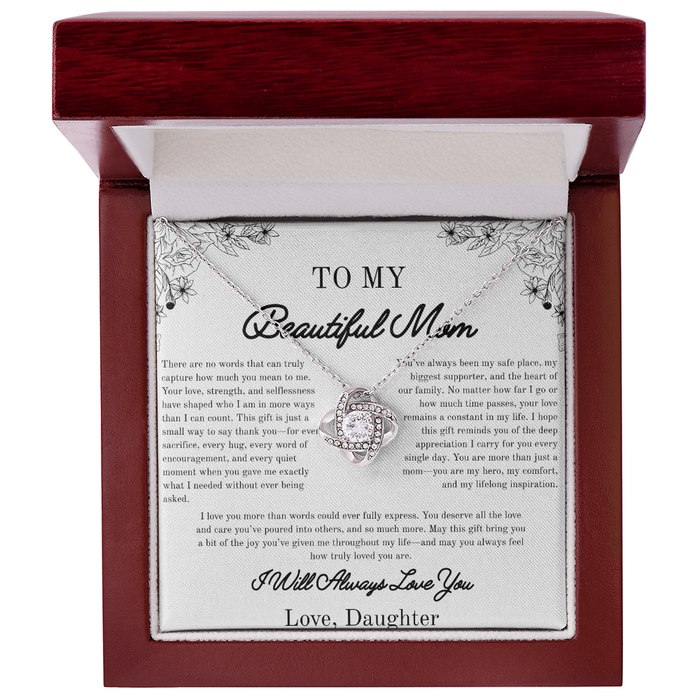 To my beautiful Mom, Gifts for Her, Beautiful Necklace, From Daughter, White/Yellow Gold Variants