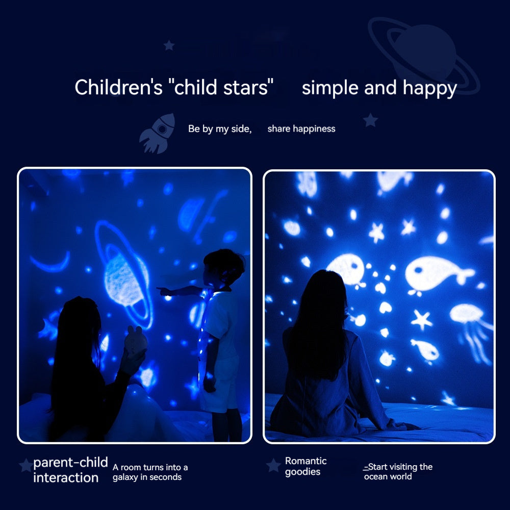 Creative Rabbit Star Light Bight Projector Lamp Children Home Decor